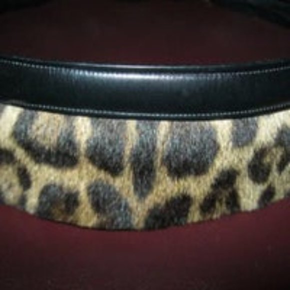 ❤️Vintage BONWIT TELLER ITALY RUNWAY Calf Leopard Fur Bib Belt Size 26-27 main image 4